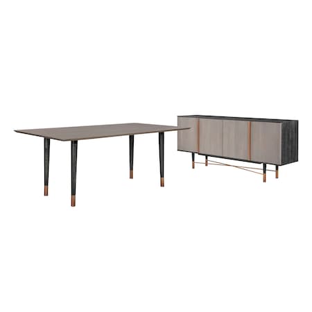 Armen Living Turin Rustic 2 piece set with Dining Table and Sideboard in Black Brushed SETTNDIBL2A